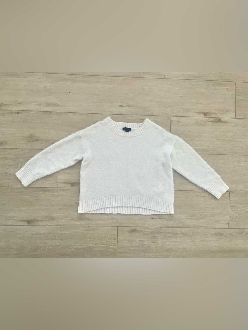 Sanctuary Cream Fuzzy Eyelash Knit Crewneck Pullover Sweater Size XL